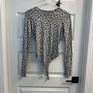 Abercrombie & Fitch Gray Animal Print Bodysuit